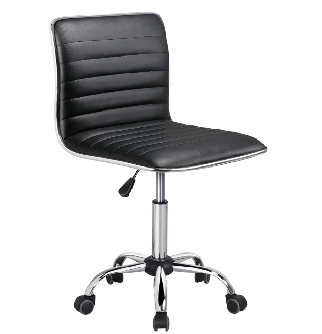 Yaheetech armless office chair black ribbed low back under 150